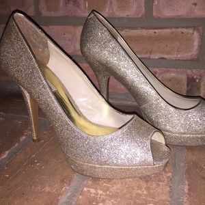 Moving Sale! Steve Madden Gold Peep Toe Pumps